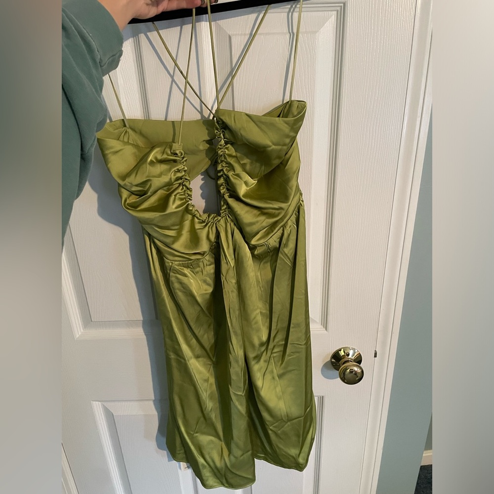 Abercrombie & Fitch mini satin green dress